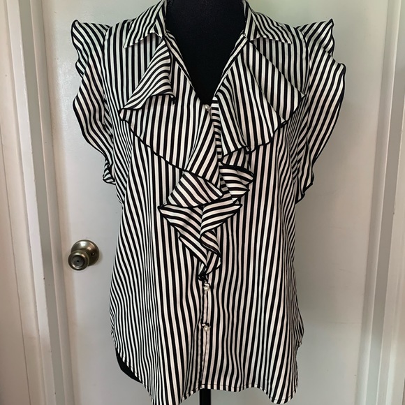 Karl Lagerfeld Striped Top SZ S - Picture 2 of 11